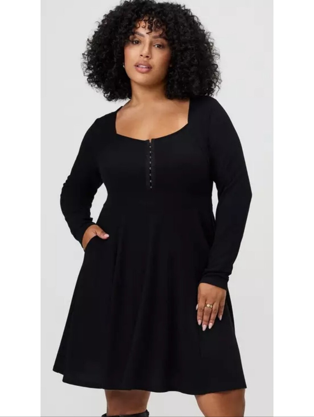 Torrid Waffle Skater Mini Dress Black Size 1X